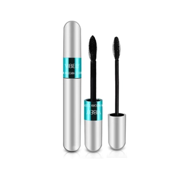 Vibely 2 In 1 Eye Lash Mascara Fast/Quick Dry, Natural, Waterproof, Thick, Curling, Lengthening with 4D Double Head Design For All Skin Types