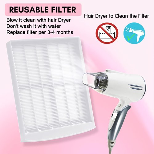Makartt Nail Dust Collector Filter, 2Pcs No-Spilling Filter for 60W Nail Dust Vacuum Machine MK200 Rechargeable Nail Dust Collector SYLVIE, Nail Art Salon Nail Dust Extractor Accessories