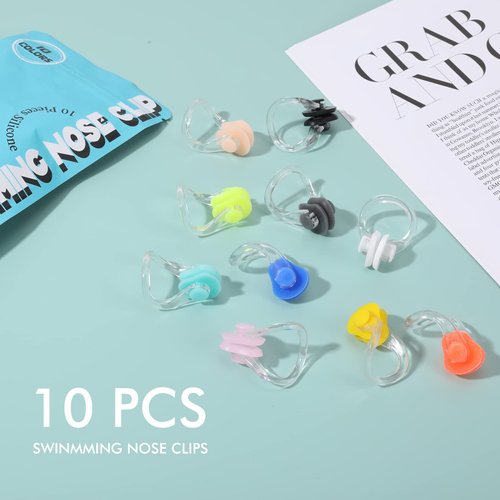 Lemon Legend Swimming Nose Clip, Silicone Waterproof Pool Nose Plugs for Kids (Age 7+) and Adults with Storage Bag, 10 Packs, Multi-Color