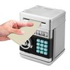 Renvdsa Electronic Password Piggy Bank Cash Coin Can Auto Scroll Paper Money Saving Box Toy for 6 7 8 9 10 11 12 Years Old Kids Gifts (Silvery)