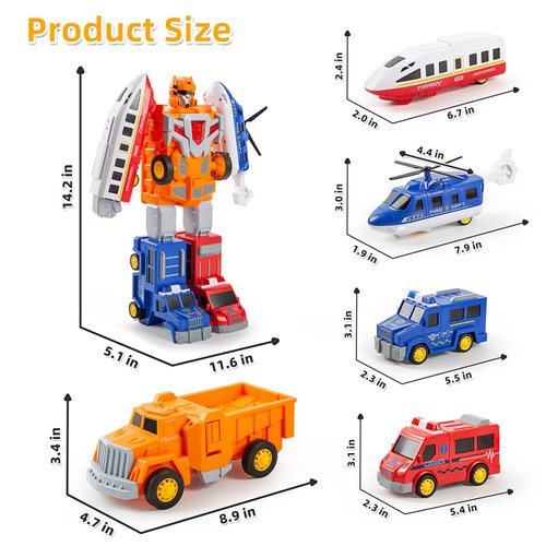 Moritakk Construction Toys for Boys Girls Age 3 4 5 6 7 Years Old, 5 in 1 Construction Vehicles Transform Robot Toys,STEM Bssemble Cars Action Figures Ages 3-8,Christmas Birthday Gift for Kids