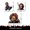 Chucky Doll Child's Play Decals - Set of 3 Vinyl Stickers for Car Tumbler Water Bottle Laptop Halloween Horror Car Decal Chucky Doll Face Scary Stickers