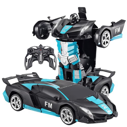 Remote Control Car Deformation Car, 1:18 Scale One Button Deformation to Robot, 2.4Ghz Remote Control 360° Rotation and One-Button Transform, Christmas Birthday Gifts for Boys Girls (Matte Blue)