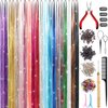 AIAIZHQH Hair Tinsel Kit (20 Colors, 4400 Strands, 48 Inches) Sparking Tinsel Hair Extensions Kit with Tools, Fairy Hair Tinsel Kit Heat Resistant Highlights Glitter Hair Extensions Hair Tensile Kit