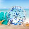 Civaner 6 Pieces Inflatable Beach Ball Glitter Christmas Swimming Pool Balls 24 Inches Christmas Outdoor Decor Ball Ornaments Floatable Confetti Ball for Beach Party Xmas Party Favor(Blue)