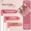 Phoenix Beauty Lip Trio: Smudge-Proof Long Stay Matte Lipstick, Vibrant Lip Gloss & Hydrating Lip Oil; Jojoba Oil + Vitamin E; Holiday Gift; Premium Lip Care & Color Set; Pink Mauve (Velvet Orchid)