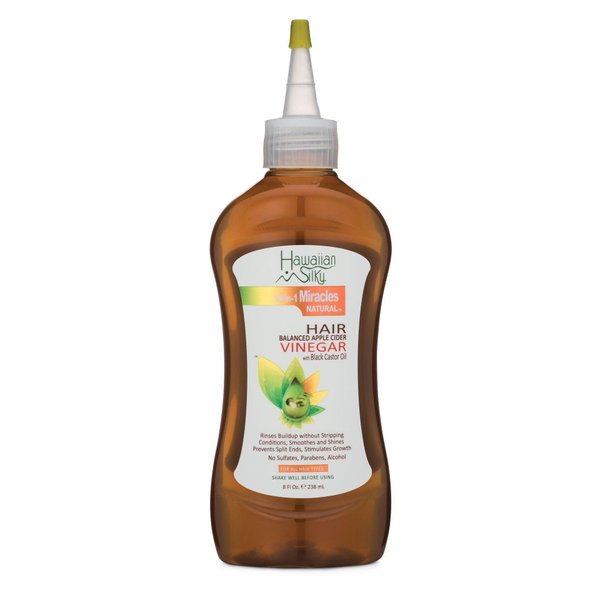 Hawaiian Silky Hawaiian silky 14-in-1 miracles balanced apple cider vinegar with black castor oil 8 fluid ounce, Brown, 8 Fl Ounce