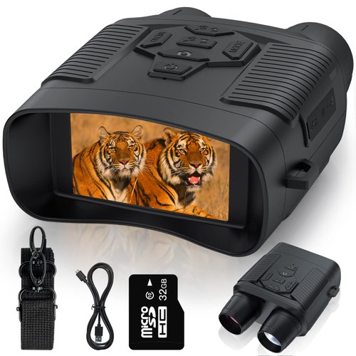 Night Vision Goggles, Profey 4K Digital Infrared Night Vision Binoculars for Adults, Night and Day, 3'' Screen Rechargeable Hunting Night Vision with 7-Brightness Level, Include 32GB TF Card
