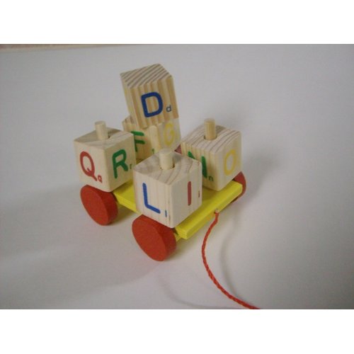Bird , Parrot Training Toy Removable Spinning Blocks on a Pull Wagon by Bird Trainers