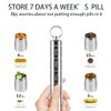 FAYALA Pill Disperser Waterproof 7 Days Pill Holder Travel Pill Container Portable Medicine Keychain Daily Airtight Pill Organizer（Silver)