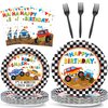 Monster Truck Party Tableware Set Monster Truck Plates and Napkins Monster Truck Party Supplies Decorations for Kids Boys Monster Truck Theme Birthday party Supplies Serves 24