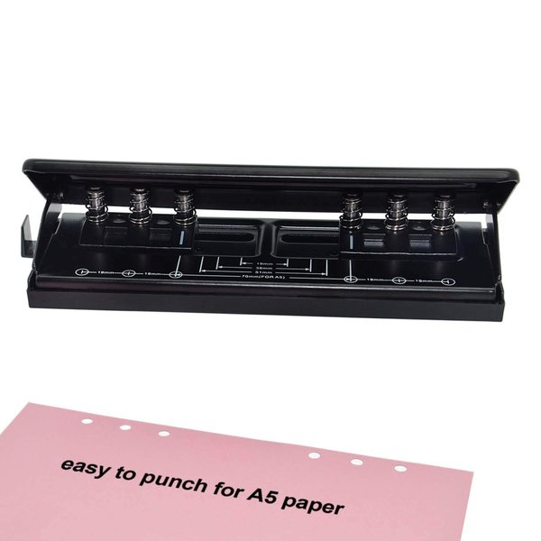 WORKLION Adjustable 6-Hole Punch with Positioning Mark, Daily Paper Puncher for A5 Size Six Ring Binder Planners - Refill Pages