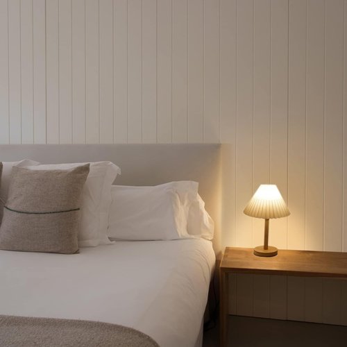 Zenply Small Table Lamp, Bedside Nightstand Mini Lamp for Bedroom Living Room Side Table Small Spaces, Pleated Aesthetic Vintage Lamp Warm White LED Bulb Included