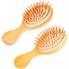 2 PCS Travel Brush,Bamboo Brush Mini Hairbrush Anti-Static Travel Brushes for Hair Massage Scalp Detangling Brush Yellow Mini Hair Brush Natural Wooden Pocket Travel Small Hair Brush for All Hair