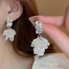 Sttiafay Vintage Crystal Resin Flower Dangle Earrings White Acrylic Flower Earrings Gold Cz Crystal Stud Earrings Weddings Flower Earrings Jewelry for Women