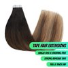 VINBAO Tape in Hair Extensions Human Hair Ombre Hair Extensions #1B Natural Black #4 Dark Brown to #27 Caramel Blonde Balayage Dark Roots Hair Extensions Tape in Human Hair 20pcs 50g(14inch 1B/4/27)