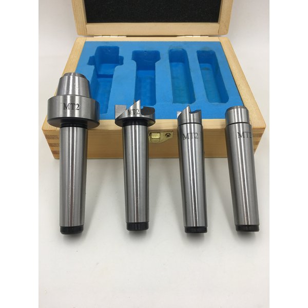 MT2 Live Center Wood Lathe Drive Spur Cup 4pcs Set with 2Pcs Extra Replacement Tips with Good Quality Wooden Box