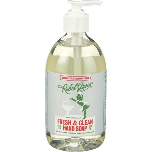 Rebel Green Liquid Hand Soap - Moisturizing Natural Bathroom & Kitchen Liquid Soap - Gentle Household Hand Wash (Unscented, 16.90 Fl Oz (Pack of 4))
