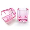 2 Pack Dappen Dish Cups for Nail Art Acrylic Liquid, Pink Glass Nail Monomer Liquid Bowl Dampen Dish Acrylic Powder Holder, Acrylic Glass Jar for Nails (HJ-NAPB055-Pink-2pcs)