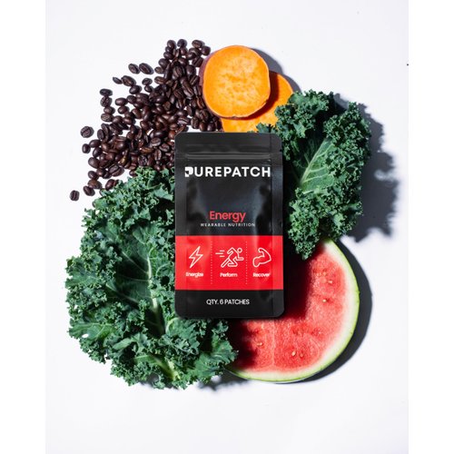 Pure Patch® Energy Topical Nutrition Patch - Amino Acids, Electrolytes Blend, Caffeine, Energy & Active Recovery Supplement - Wearable 12 Hour Sticker Patch - 12 Pack (2 Packets of 6 Each)