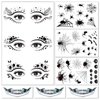 Wugbc 7 Sheets Halloween Face Temporary Tattoos Stickers Eyeliner Eye Shadow Face Fake Tattoos Spider Web Bat Mouth Halloween Makeup Kit For Women Girls Costume Cosplay Theme Masquerade Party Supplies