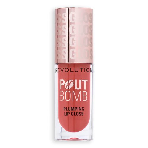 Revolution Beauty, Pout Bomb Plumping Lip Gloss, High-Shine for Glossy, Fuller & Plump Lips with Hyaluronic Acid & Peptides, Vegan & Cruelty-Free, Warm Peach Orange, 0.15 Fl Oz