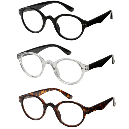Success Eyewear Reading Glasses 3 Pair Spring Hinge Professer Readers for Men and Women Fashion Glasses for Reading +2.5