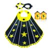iROLEWIN Star Superhero-Costumes-Cape and Mask for Kids Girls Boys Super Hero Party Gifts Toys as Halloween Dress Up with Bracelets (Black)