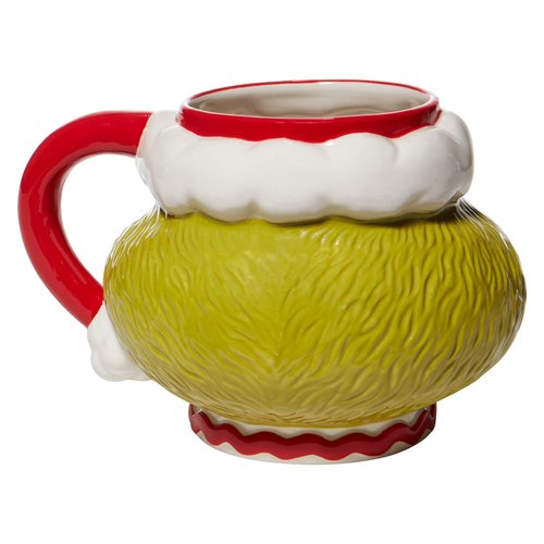Department 56 Dr. Seuss Grinch Santa Face Sculpted Coffee Mug, 1 Count (Pack of 1), Multicolor