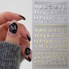 Tyuimhx 6 Sheets Letter Nail Art Stickers Decals A-Z Alphabet Nail Sticker 3D Self-Adhesive Gold and Silver Designs English Letter Nail Decals Supplies for Women Girls DIY Manicure Decorations