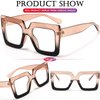 AIEYEZO Oversized Square Blue Light Glasses for Women Cute Big Frame Glasses Fashion Clear Multi-Color Computer Eyewear (Black + Champagne Black)