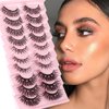 Uranian False Eyelashes with Glitter Natural Look Faux Mink Lashes Fluffy Wispy Fake Eyelashes Thick Lash Clusters Eye Lash Extension Luxury Rhinestone False Eye Lashes for Women (10 Pairs)