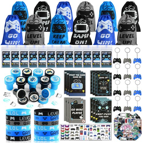 126 PCS Video Game Party Favors, Gaming Birthday Party Favors with Drawstring Bags VIP Pass Ticke...