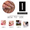 MISUD Press on Nails Long Square Fake Nails Glossy Glue on Nails Nude Acrylic Nails Squoval Artificial Nails Luxury Rhinestone Stick on False Nails with Design 24 pcs