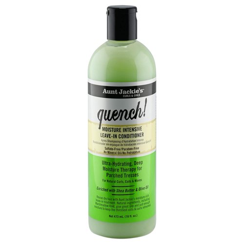 Aunt Jackie's Curls and Coils Quench Moisture Intensive Leave-In Hair Conditioner for Natural Curls, Coils and Waves, Enriched with shea Butter, 16 oz
