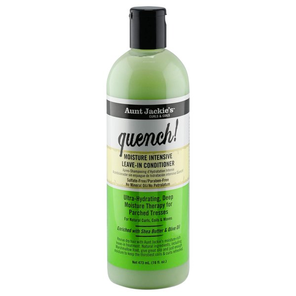 Aunt Jackie's Curls and Coils Quench Moisture Intensive Leave-In Hair Conditioner for Natural Curls, Coils and Waves, Enriched with shea Butter, 16 oz