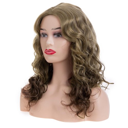 Wiwige Long Curly Wavy Brown Wig for Women Natural Looking Synthetic Halloween Cosplay Costume Wig