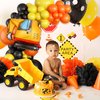 Construction Party Balloon Garland Kit, Construction Birthday Party Supplies Orange Black Yellow Balloon Garland with Truck Foil Balloon for Construction Quarantine Party Decorations