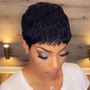 SAEIALL Pixie Cut Wig for Black Women Human Hair 1B Short Wigs for Women Human Hair Brazilian Real Human Hair Glueless Wig Black Short Layered Wigs with Bangs Full Machine Made Wig (Black)