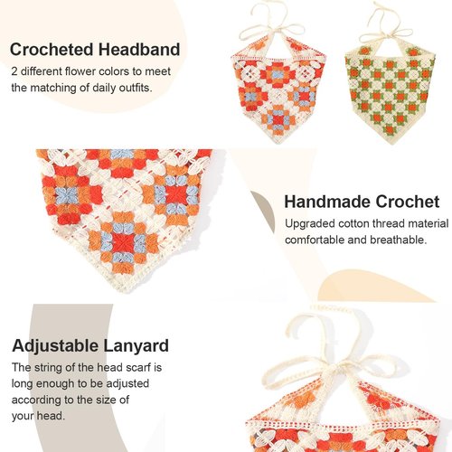 ZURLEFY Bandana Headband for Women, Floral Hair Scarf Bandanas for Women Headbands Mesh Hair Scarves Lightweight Head Scarf Hair Accessories (59H-06)