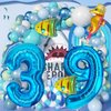 40 Inch Under the Sea Blue Number 9 Balloon, Mini Sea Animal Balloons Ocean Animal Foil Balloon, Seahorse Fish Balloons for Boys Girls Sea Theme 9th Birthday Baby Shower Party Decoration