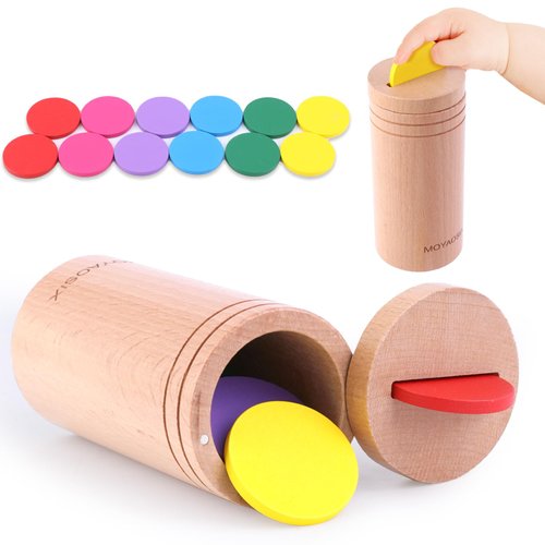 Montessori Toys for 1-3 Year Old: Wooden Learning Color Sorting Toys for Toddlers Age 1 2 3, Developmental Fine Motor Sensory Toys, 12-18 Months Busy Board Matching Games Baby Boys Girls Gifts