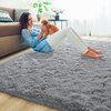 junovo Ultra Soft Area Rugs 4x5.3 Feet Fluffy Carpets for Bedroom Kids Girls Boys Baby Living Room Shaggy Floor Nursery Rug Home Decor Mats, Grey