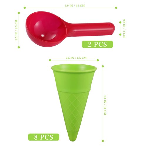 TOYANDONA 10pcs Plastic Ice Cream Cones Scoop Cones Beach Toy Kids Sand Mold Set Seaside Play Sand Toys for Outdoor Beach Toys Set(Random Color)