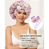 Satin Bonnet Silk Hair Bonnets for Women Curly Hair Wrap for Sleeping Cap Reversible Bonnet with Tie Band Night Cap Double Layer Sleep Cap for Curly Hair (Bean Paste + Light Purple)