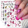 IDDFEVE 12 Sheets Butterflies Nail Art Stickers, Self-Adhesive 3D Butterflies Wings Nail Decals, Variety Color Glitter Design Nail Decorations
