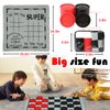 Giant Checkers Board Game Set,3 in 1 Tic Tac Toe Board Draughts Reversible Rug Game for Kids & Adults, Big Checker Floor Game Mat,Indoor Outdoor Yard Game for Family Camping Party