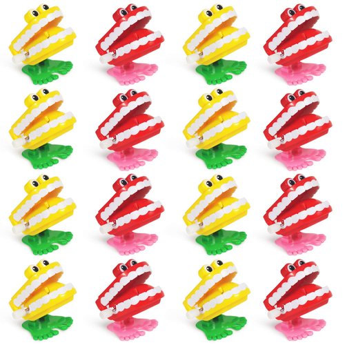 16 Pack Wind Up Teeth Walking Babbling Teeth Chattering Teeth for Party Favors Supplies Props for Halloween Gag Shows