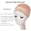 Wig Grip Cap Wig Grip band with Cap for Women 2-in-1 Wig Grip Band Plus Wig Cap for Lace Wigs and Frontal No-slip Comfort Velvet Adjustable Wig Grip Cap (Dark Brown)