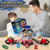 OCHIDO Boys Toys for 2 3 4 5 6 Years Old,2 in 1 Helmet Transforms Racer Track Set with 4 Cars,and Lights & Sounds,Toddler Toys for Best Birthday Gifts Kids Age 3-5